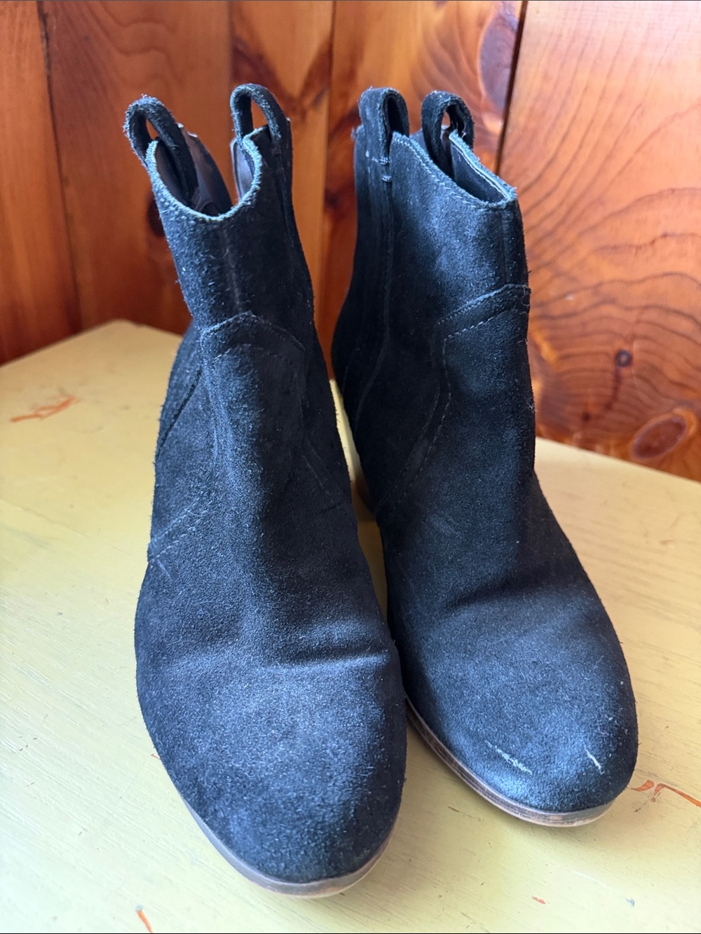 Sam Edelman Black Suede Ankle Booties with Pull Tabs